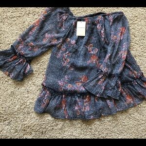 Price Reduction‼️ NWT  Lucky Brand Elastic Neck Blouse